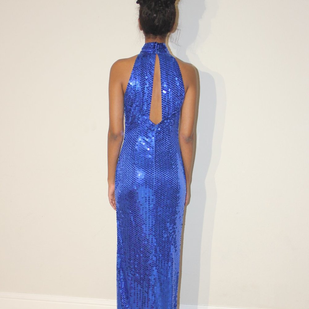 Ted Lapidus Paris,  Size: 4, Blue Fully sequined evening gown Dress